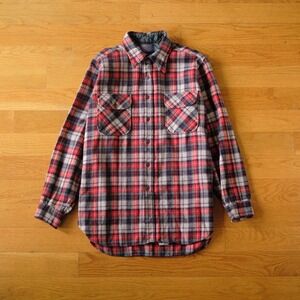Pendleton Wool Plaid Shirt Jacket in Red Multi Mens Large Vintage Made in USA